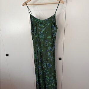 Floral Green and Blue Spaghetti Strap Dress